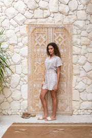 White Print Cotton Jumpsuit For Women