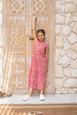 Pink Printed Kids Jump Suit - SanskrutiHomes 