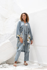 Set of 3 Grey Cotton Night Suit Set - SanskrutiHomes 
