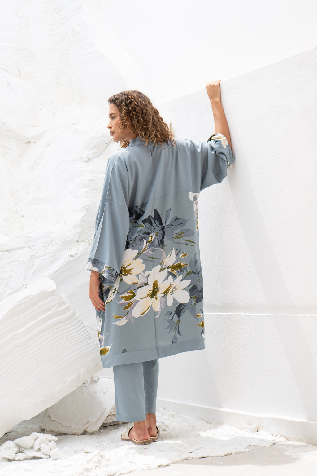 Set of 3 Grey Cotton Night Suit Set - SanskrutiHomes 