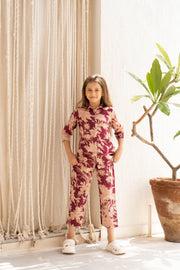 Flower Printed Cotton Night Suit for Kids - SanskrutiHomes 