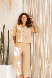 Solid Print Night Suit Set for Women - SanskrutiHomes 