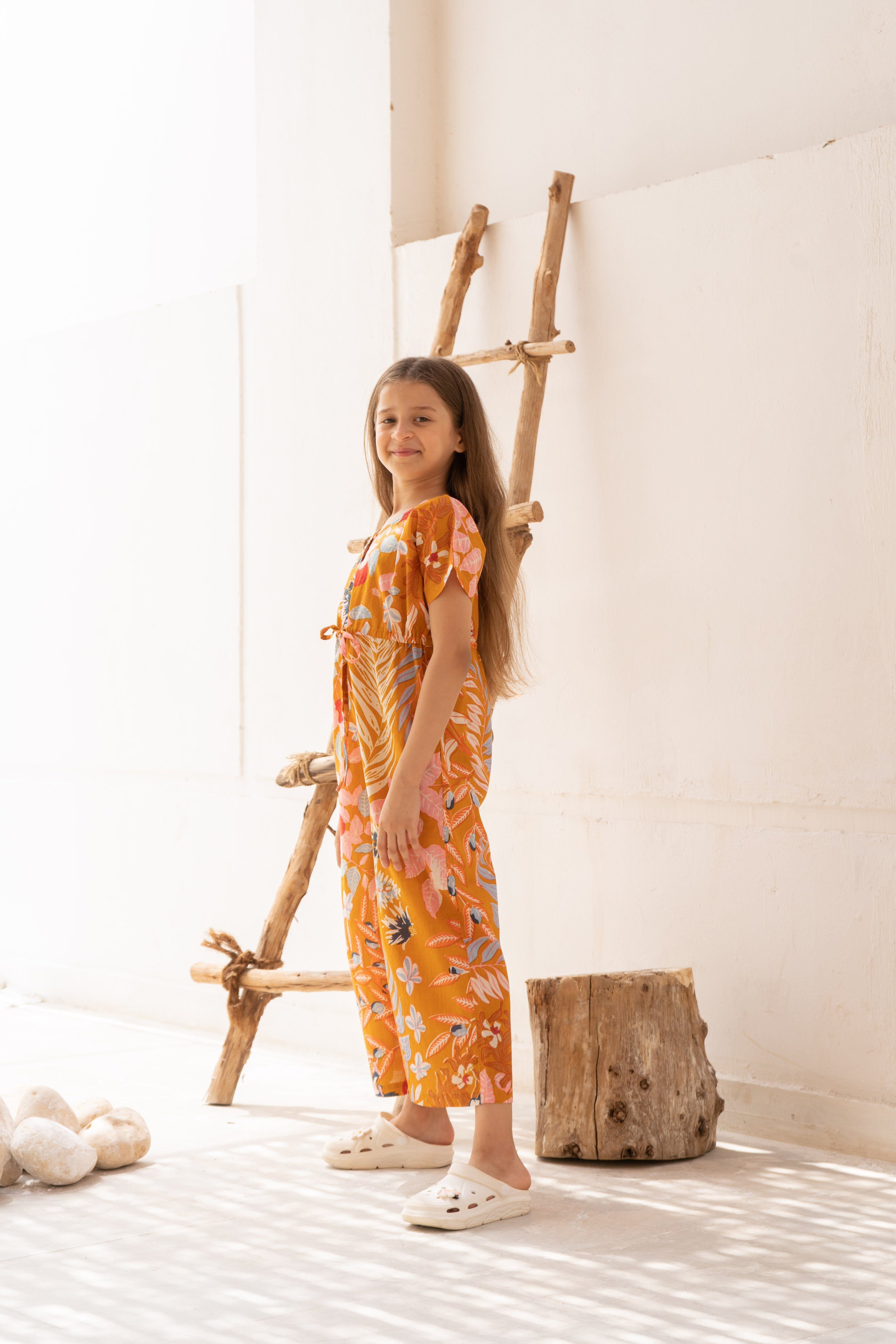 Flower Printed Kids Jump Suit - SanskrutiHomes 