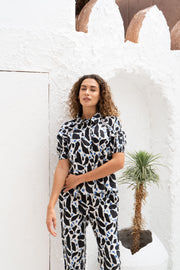 Black Printed Cotton Night Suit Set - SanskrutiHomes 