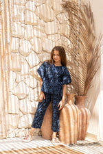 Blue Printed Cotton Night Suit for Kids - SanskrutiHomes 