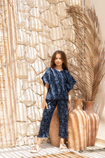 Blue Printed Cotton Night Suit for Kids - SanskrutiHomes 
