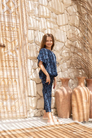 Blue Printed Cotton Night Suit for Kids - SanskrutiHomes 