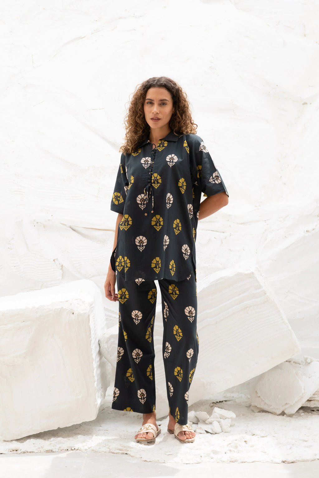 Printed Cotton Night Suit Set - SanskrutiHomes 