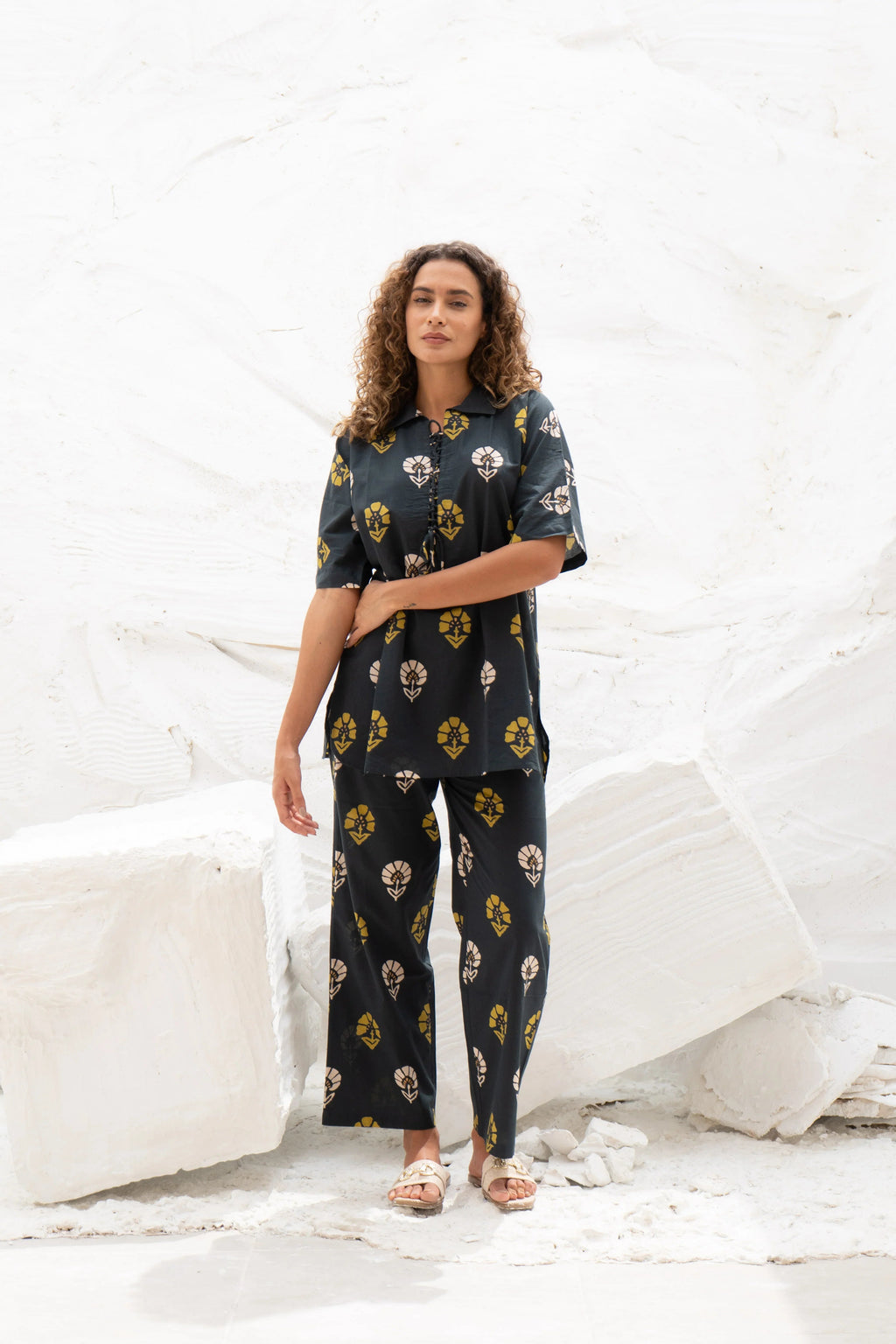 Printed Cotton Night Suit Set - SanskrutiHomes 
