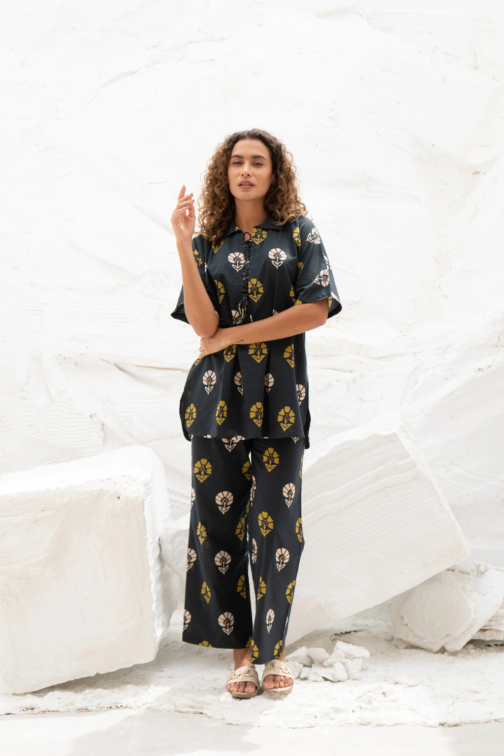 Printed Cotton Night Suit Set - SanskrutiHomes 