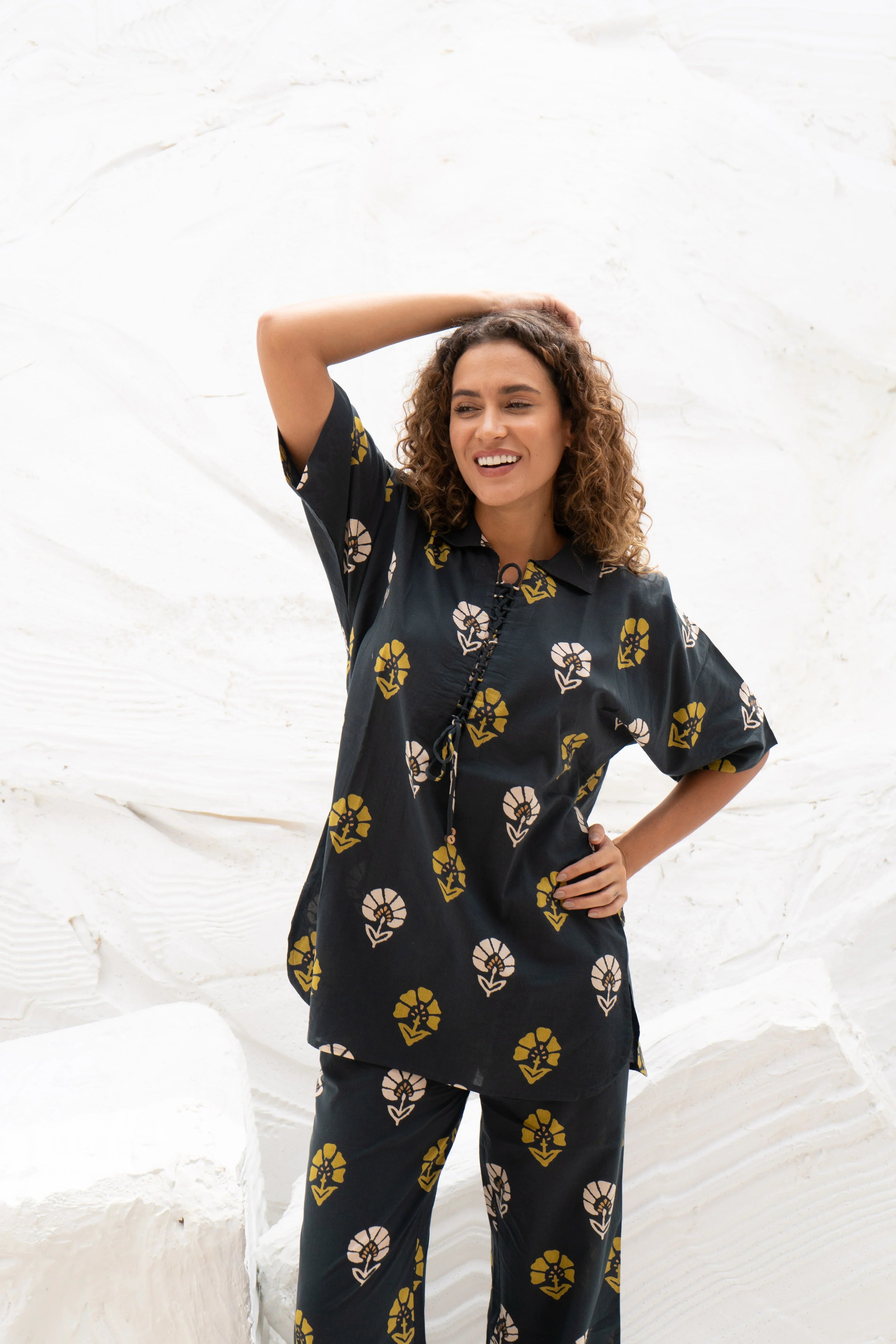 Printed Cotton Night Suit Set - SanskrutiHomes 