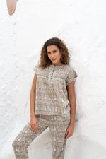 Grey Printed Night Suit Set for Women - SanskrutiHomes 