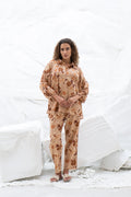 Brown Flower Printed Cotton Co-ords Set - SanskrutiHomes 