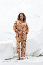 Brown Flower Printed Cotton Co-ords Set - SanskrutiHomes 