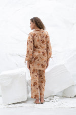 Brown Flower Printed Cotton Co-ords Set - SanskrutiHomes 