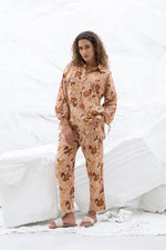 Brown Flower Printed Cotton Co-ords Set - SanskrutiHomes 