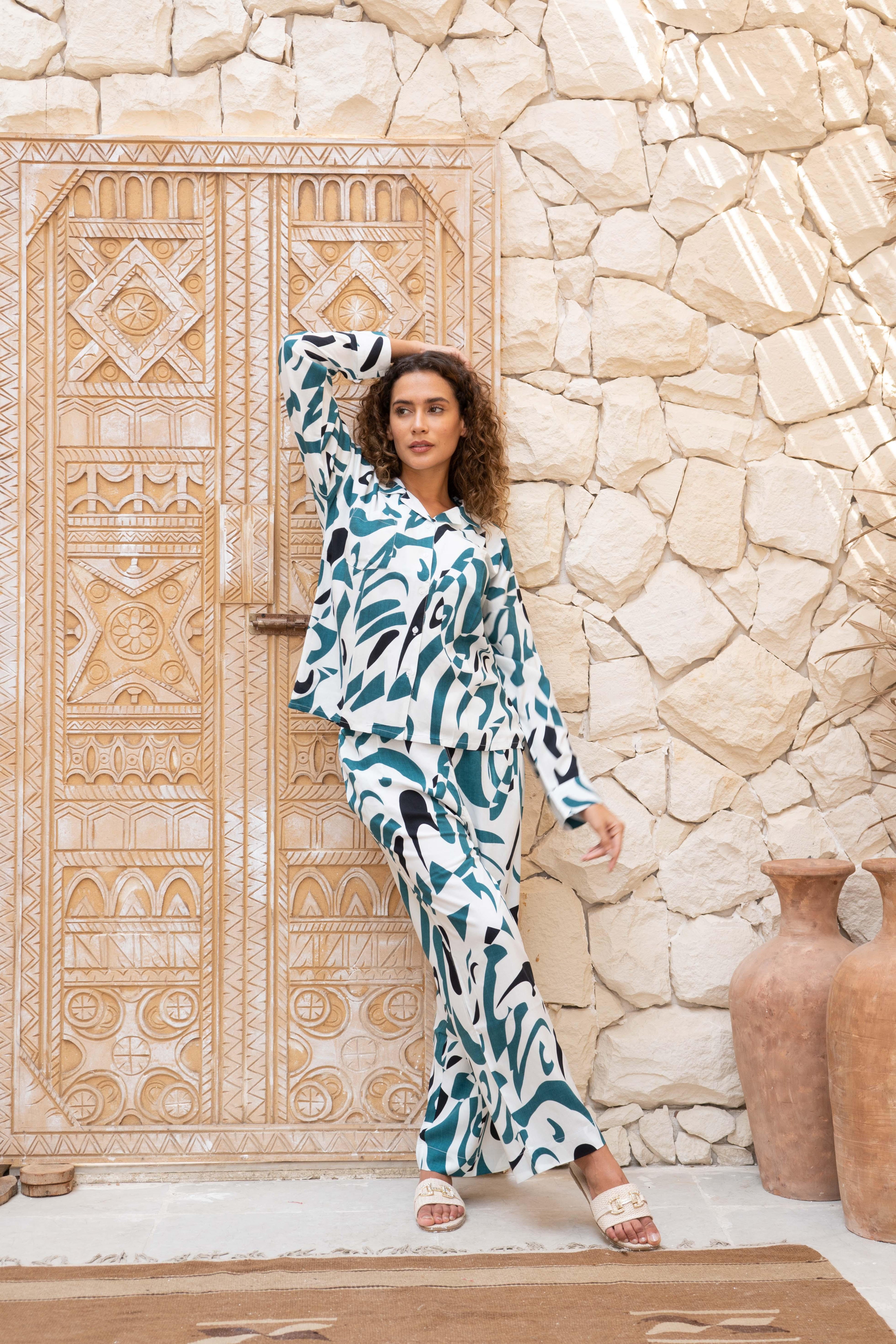 Cotton Printed Night Suit Set for Women - SanskrutiHomes 