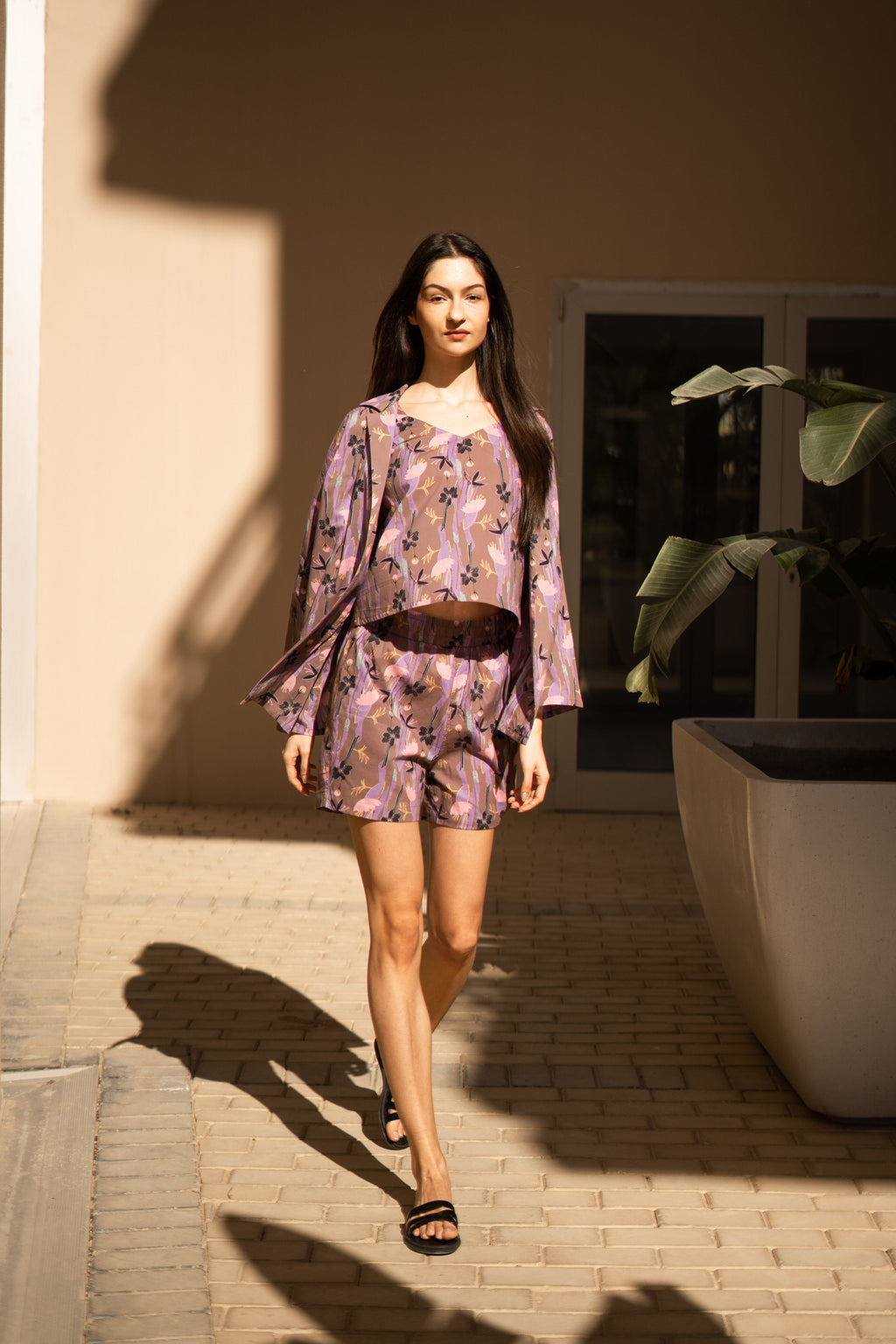 Set of 3 Floral Printed Cotton Night Suit - SanskrutiHomes 