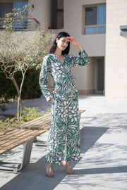 Green Floral Printed Viscose Rayon Co-ords Set - SanskrutiHomes 