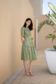 Grey Floral Printed Cotton Dress for Women - SanskrutiHomes 