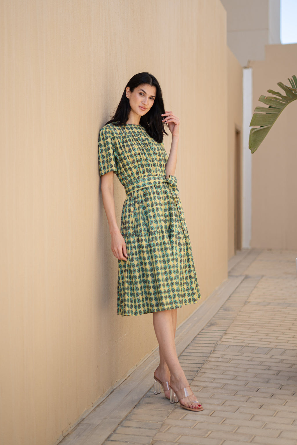 Grey Floral Printed Cotton Dress for Women - SanskrutiHomes 