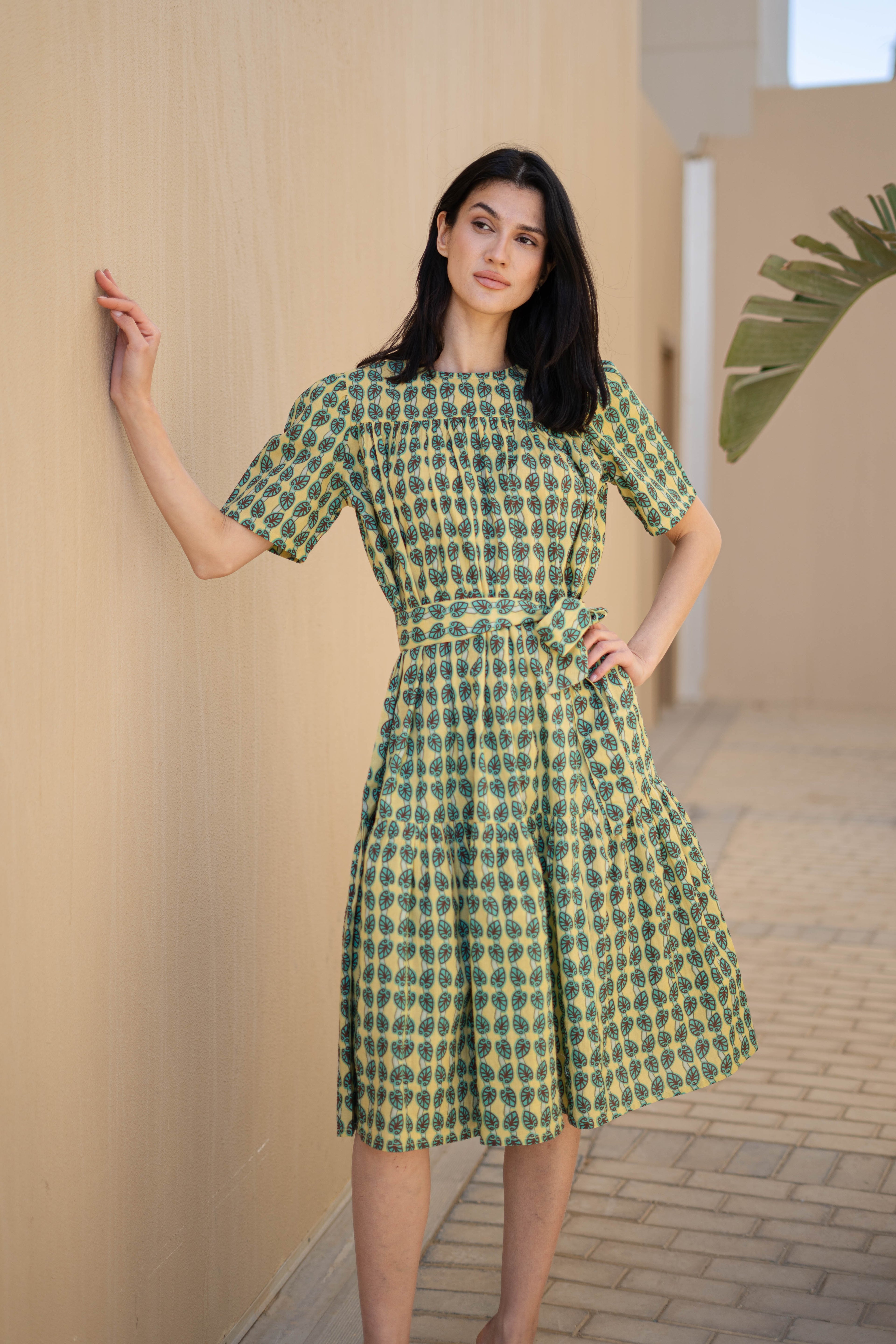 Grey Floral Printed Cotton Dress for Women - SanskrutiHomes 