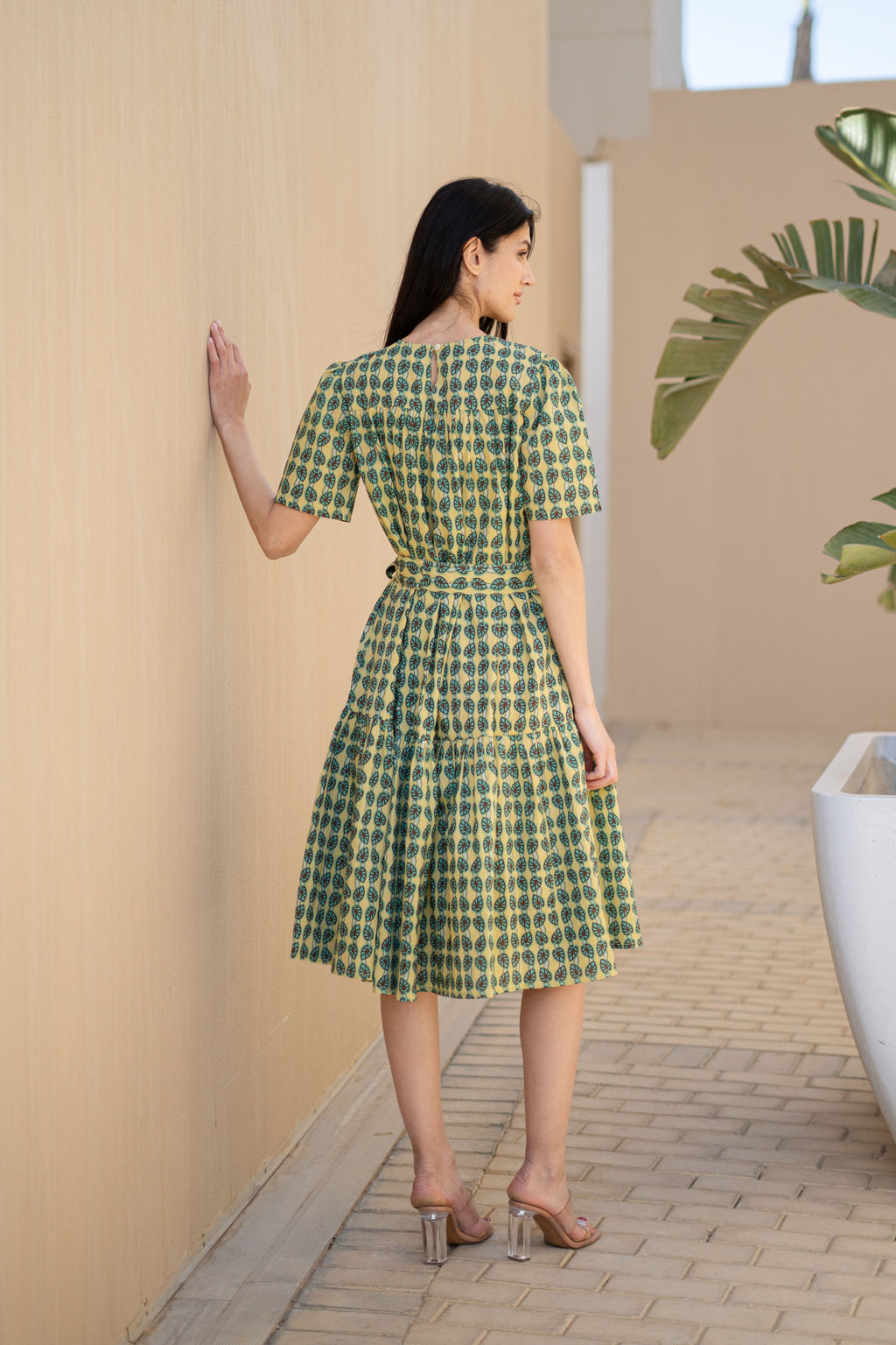 Grey Floral Printed Cotton Dress for Women - SanskrutiHomes 