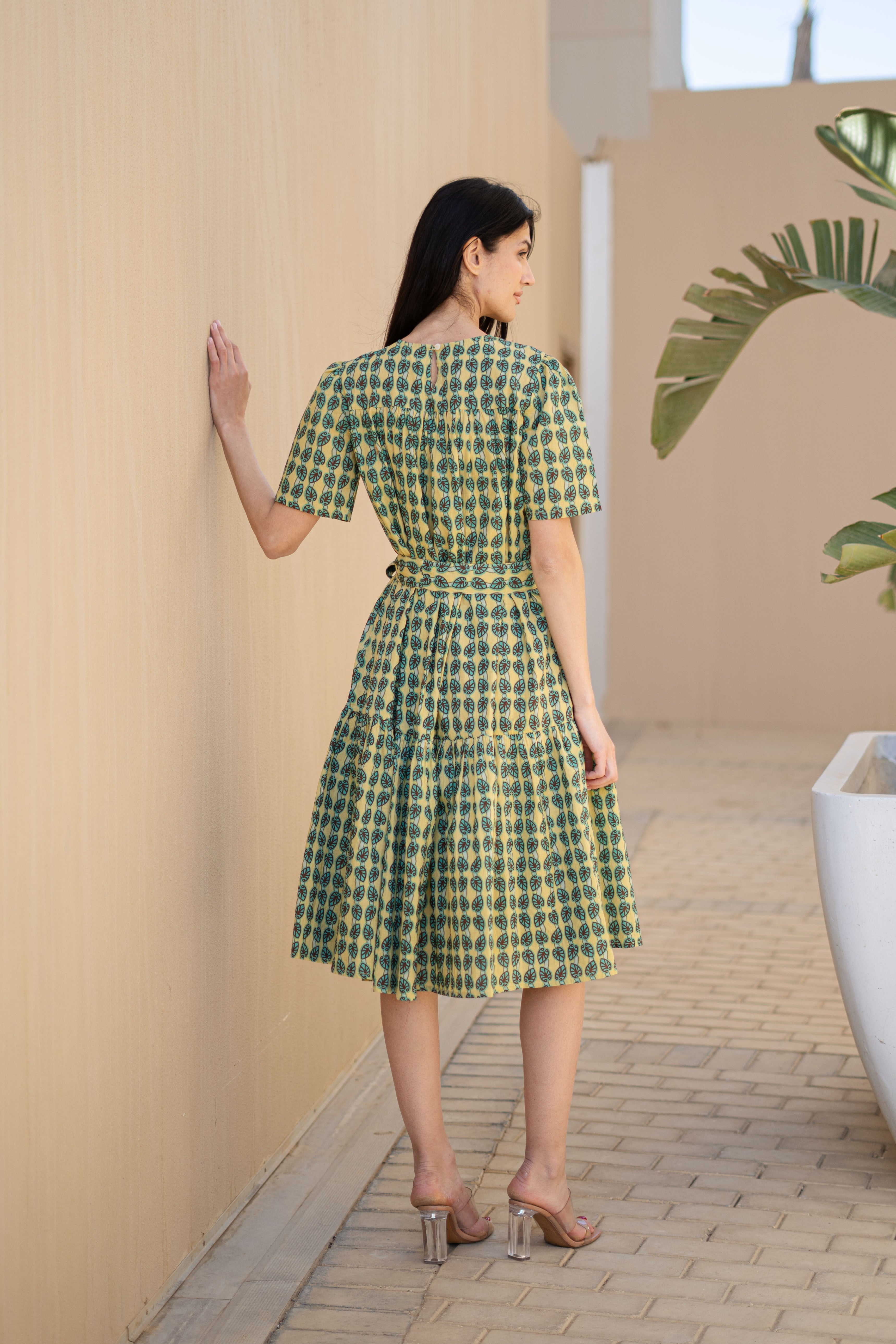 Grey Floral Printed Cotton Dress for Women - SanskrutiHomes 