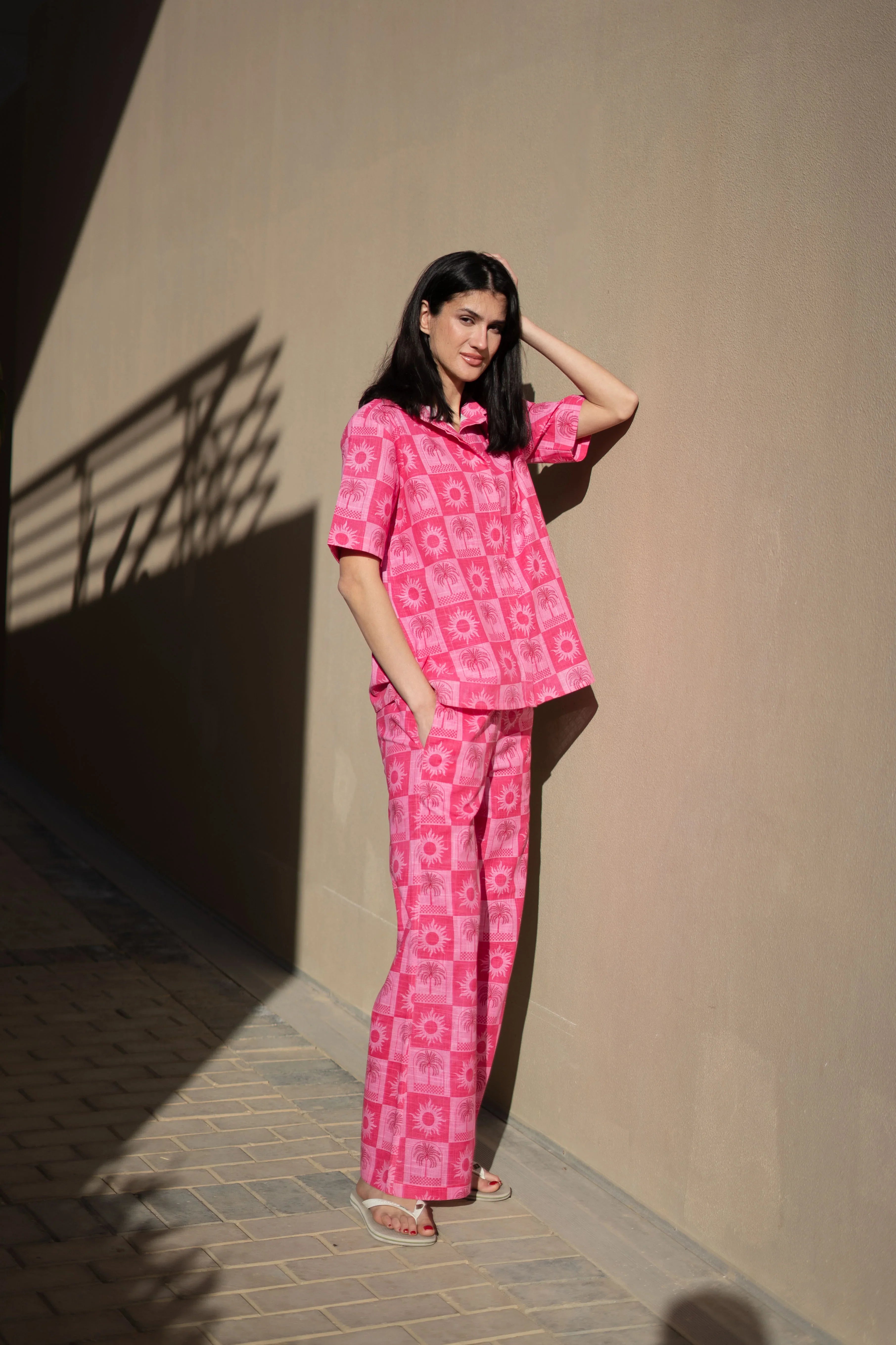 Pink Floral Printed Cotton Co-ords Set for Women - SanskrutiHomes 