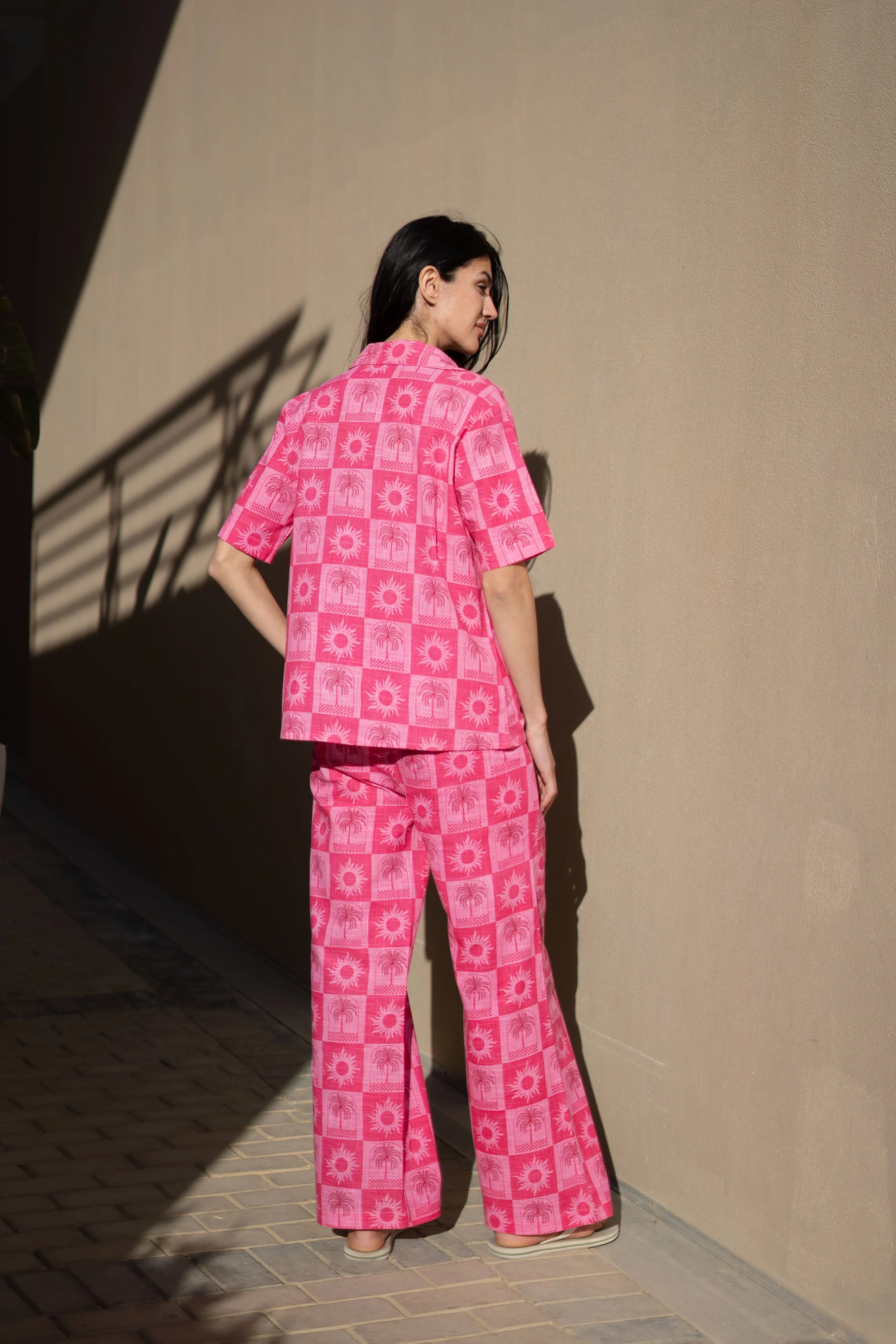 Pink Floral Printed Cotton Co-ords Set for Women - SanskrutiHomes 