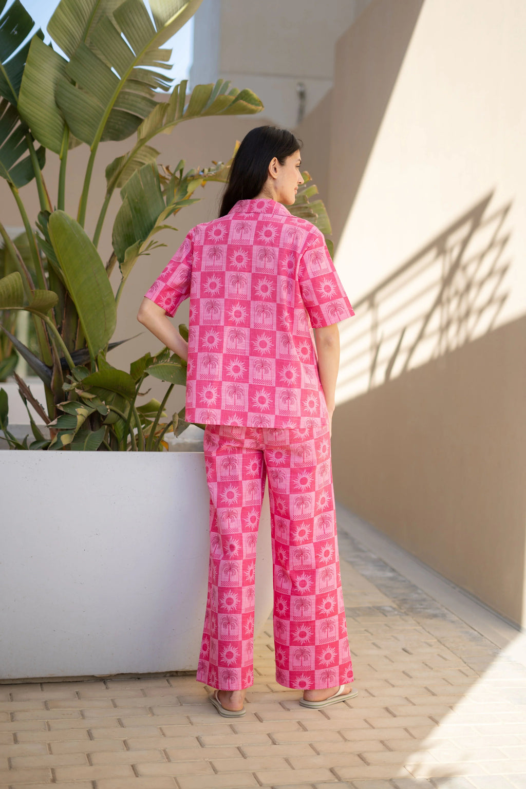 Pink Floral Printed Cotton Co-ords Set for Women - SanskrutiHomes 
