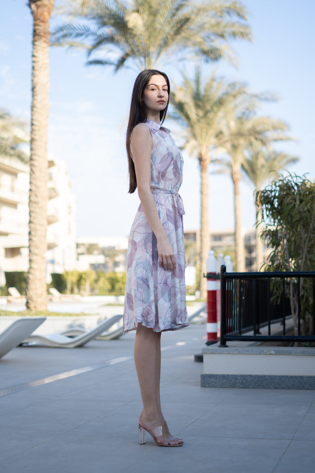 Off White Floral Printed Cotton Dress - SanskrutiHomes 