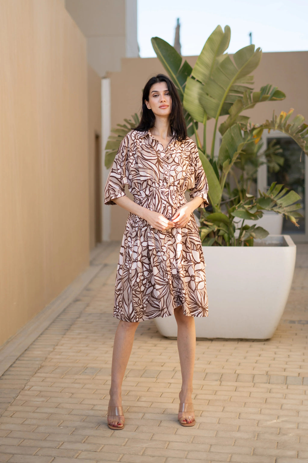 Women Cotton Grey Solid Solid Dress - SanskrutiHomes 