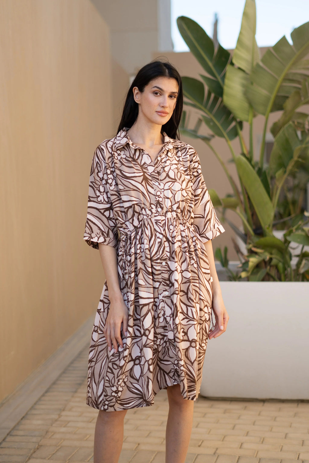 Women Cotton Grey Solid Solid Dress - SanskrutiHomes 