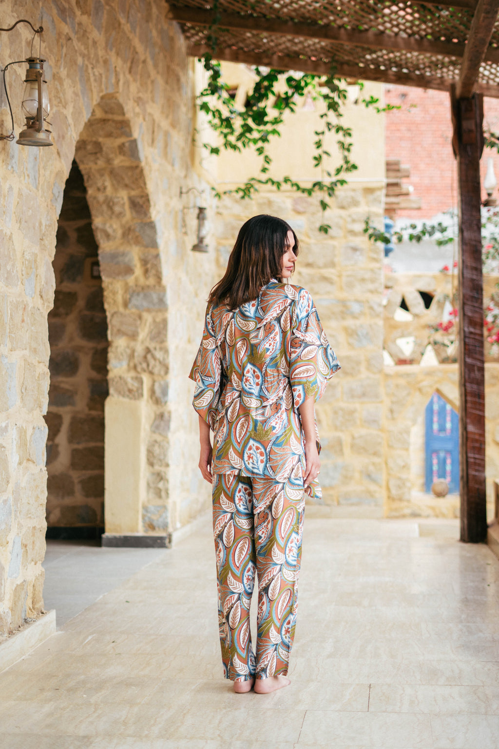 Green Shirt Collar Viscose Rayon Printed Co-Ords Set