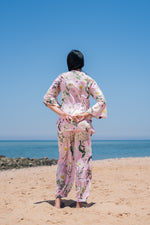 Pink Flower Printed Cotton Night Suit Set - SanskrutiHomes 