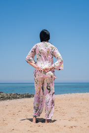 Pink Flower Printed Cotton Night Suit Set - SanskrutiHomes 