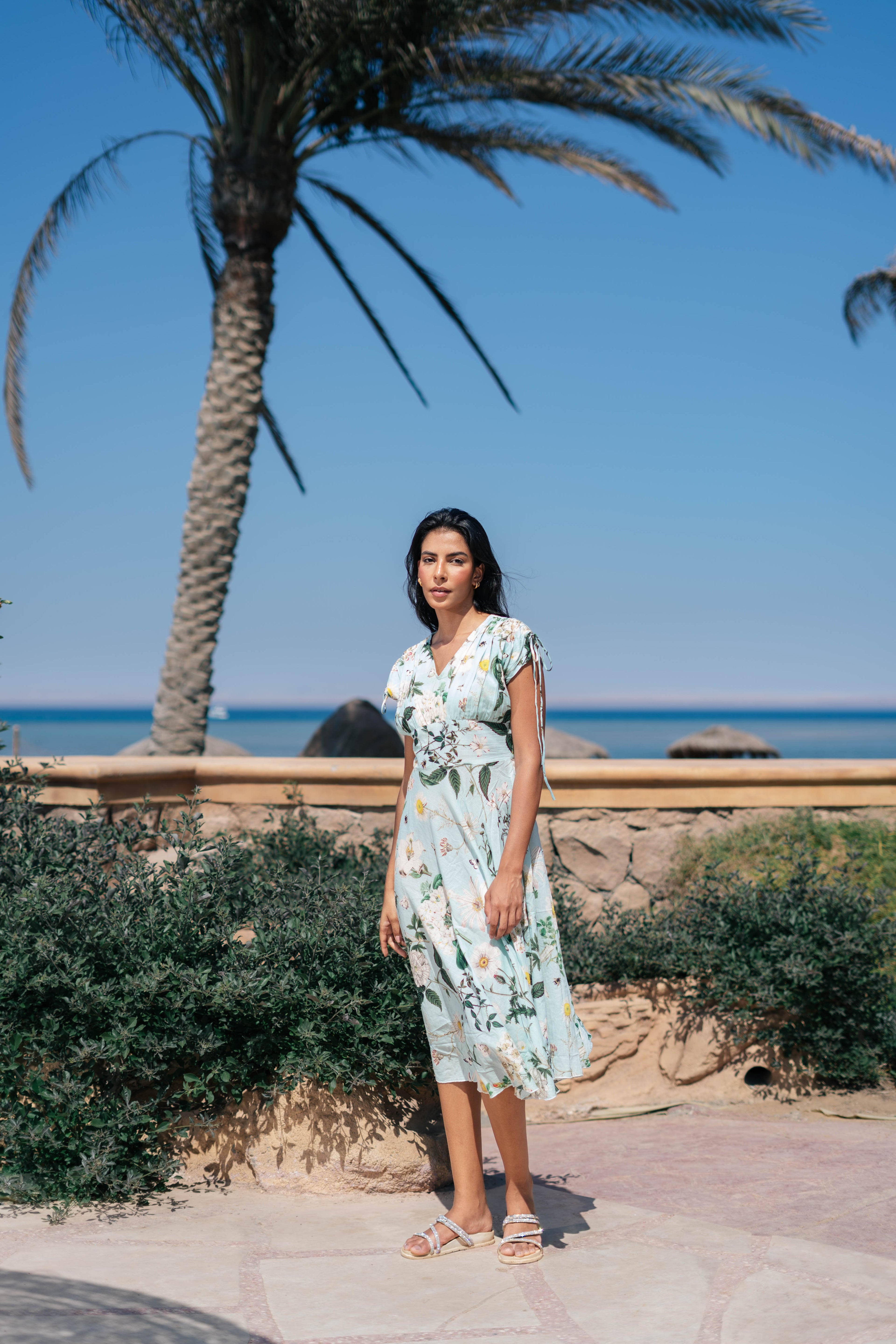 Floral Printed V-Neck Dress for Women - SanskrutiHomes 