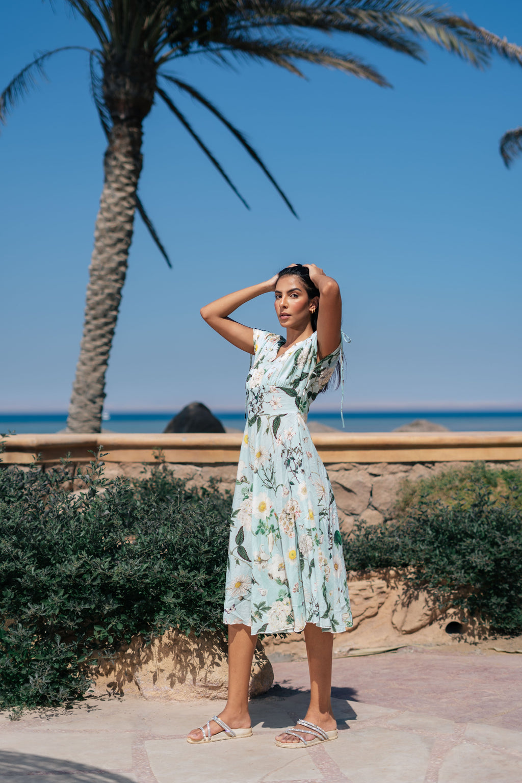 Floral Printed V-Neck Dress for Women - SanskrutiHomes 