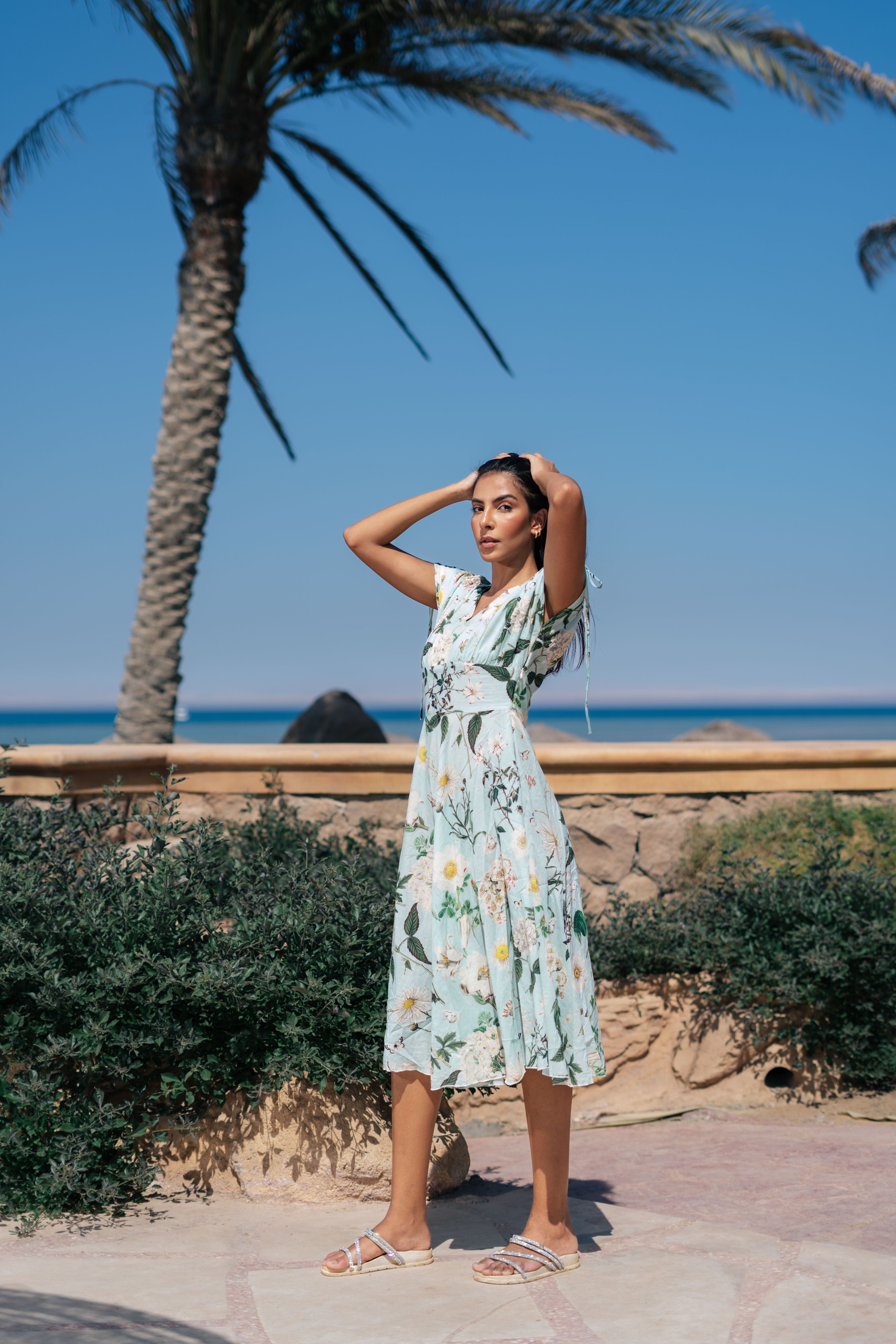 Floral Printed V-Neck Dress for Women - SanskrutiHomes 