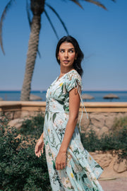 Floral Printed V-Neck Dress for Women - SanskrutiHomes 