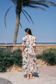 Pink Flower Printed Cotton Dress - SanskrutiHomes 