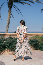 Pink Flower Printed Cotton Dress - SanskrutiHomes 