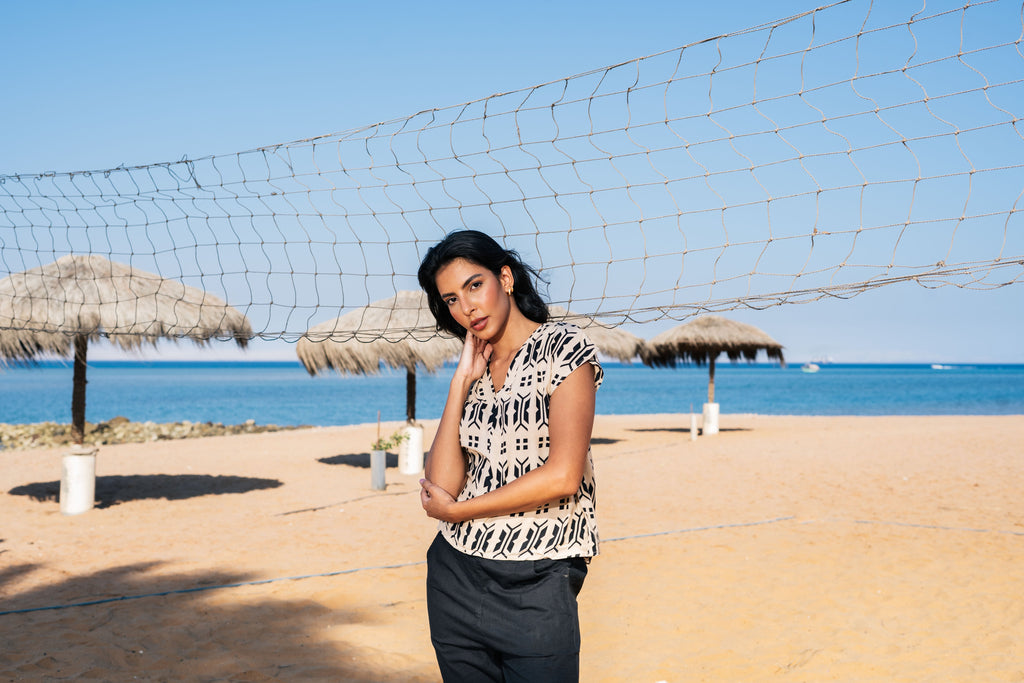 Cotton Printed V-Neck Night Suit for Women - SanskrutiHomes 