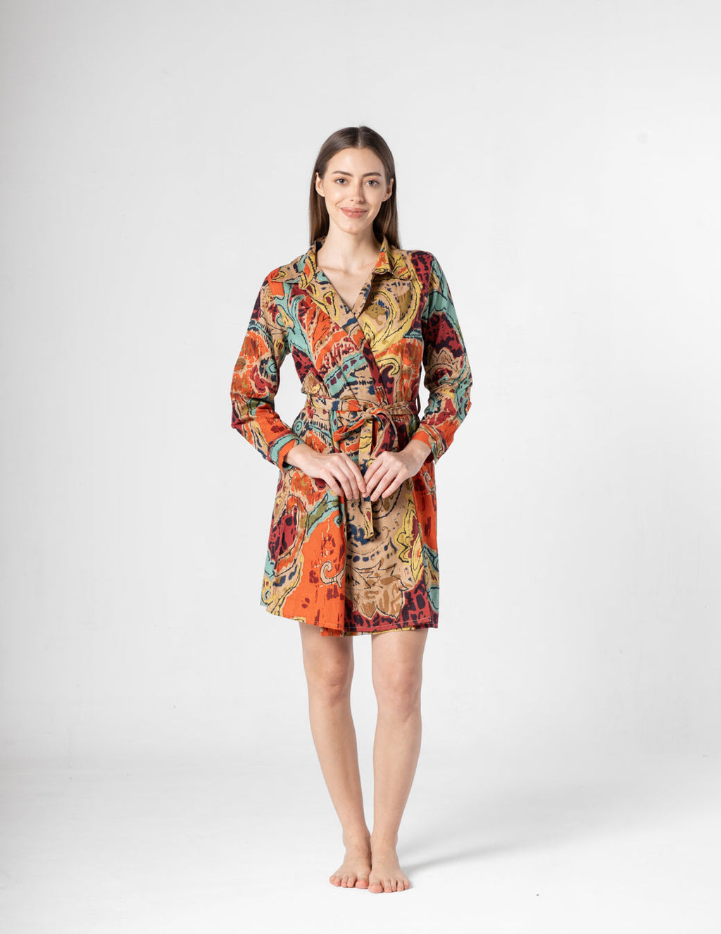 Multicolor V-Neck Dress for Women - SanskrutiHomes 