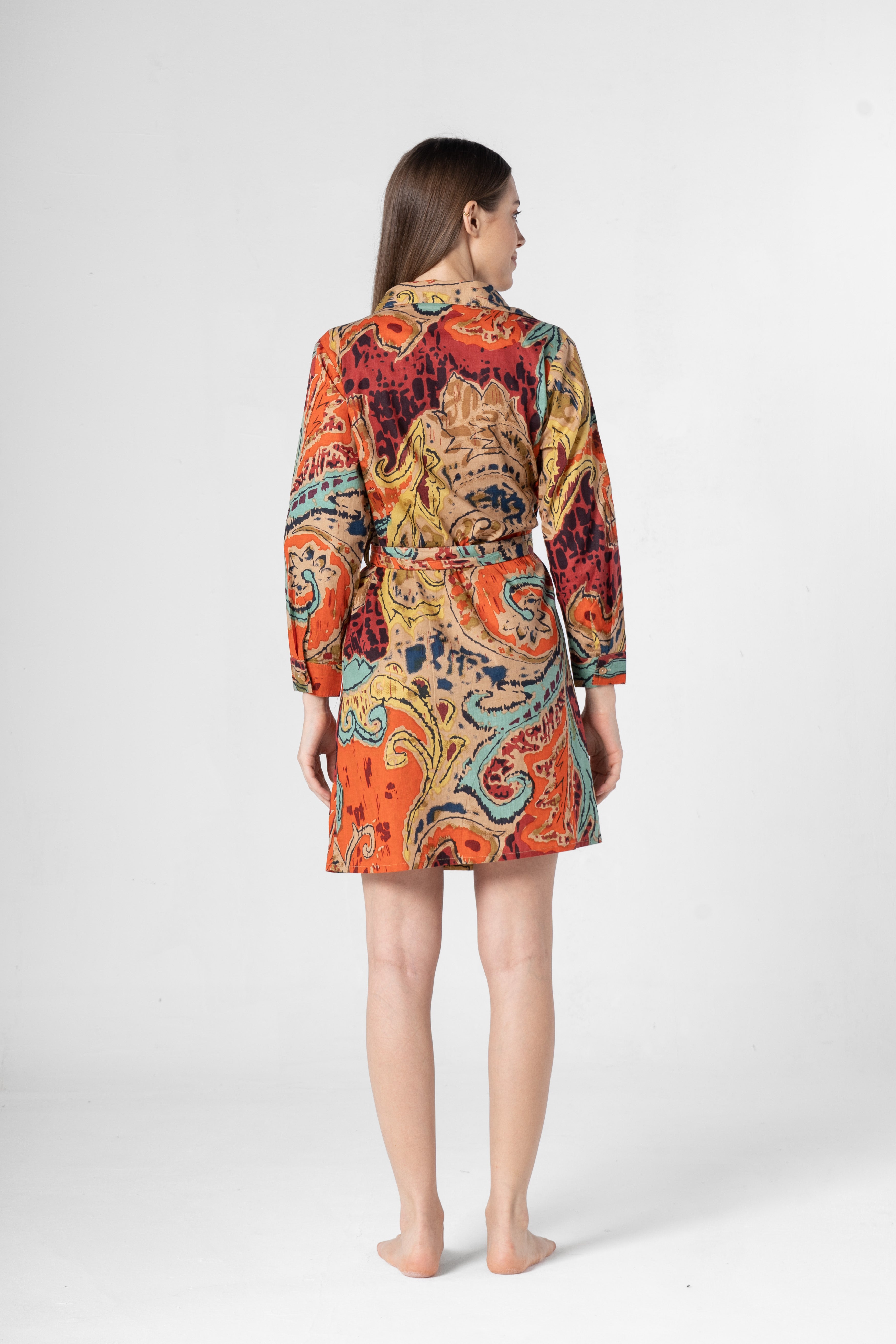 Multicolor V-Neck Dress for Women - SanskrutiHomes 