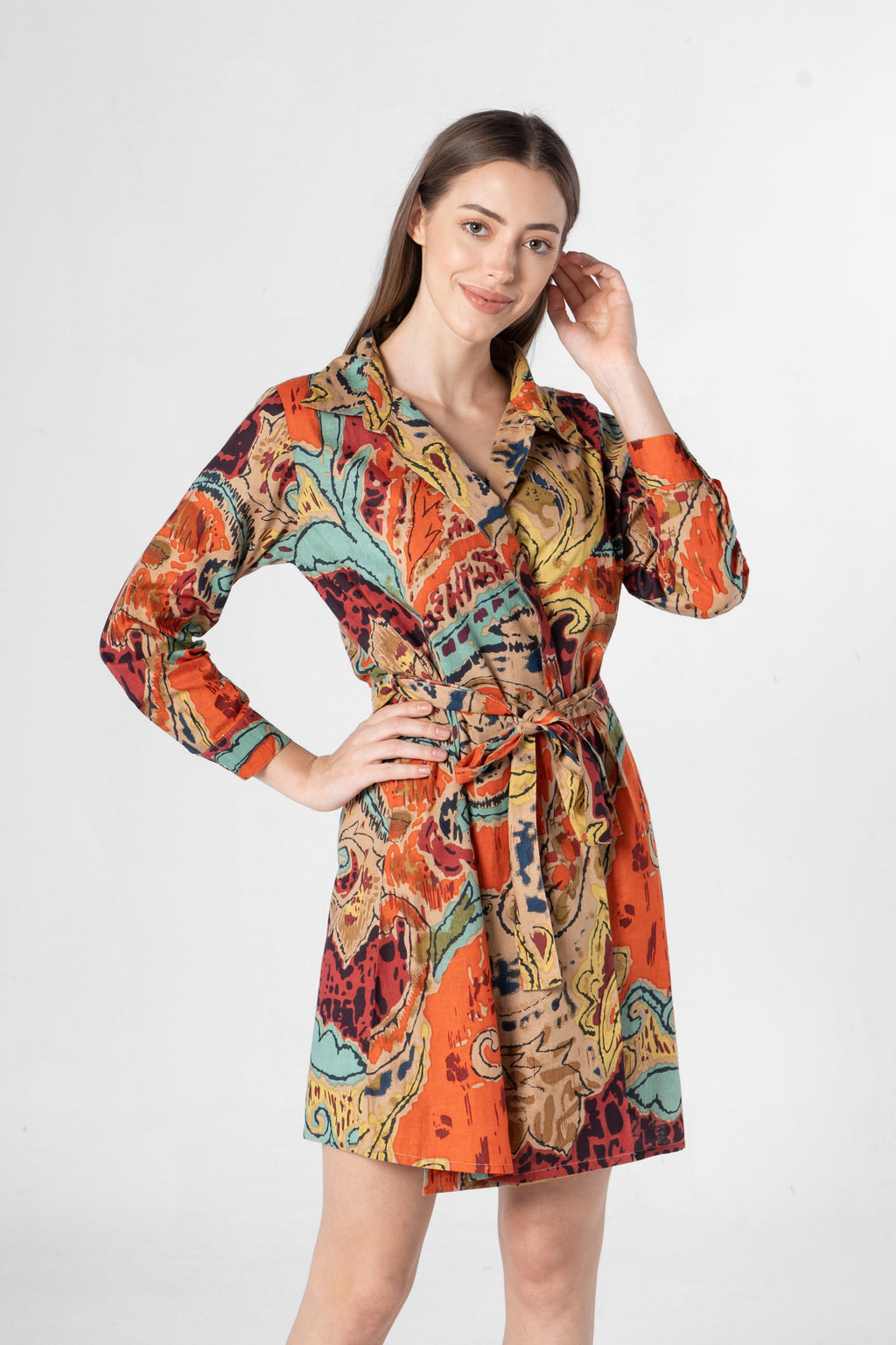 Multicolor V-Neck Dress for Women - SanskrutiHomes 