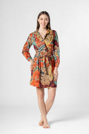 Multicolor V-Neck Dress for Women - SanskrutiHomes 