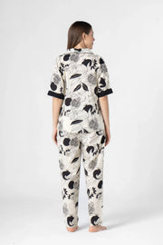 Fruit Printed Black and White Night Suit Set - SanskrutiHomes 