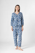 Blue Cotton Printed Co-ords Set for Women - SanskrutiHomes 